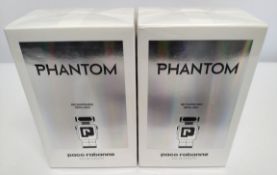 Two as new Paco Rabanne - Phantom eau de toilette 150ml, sealed boxes.