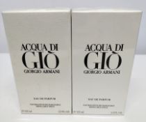 Two as new Giorgio Armani - Acqua Di Gio 125ml eau de parfums, sealed boxes.