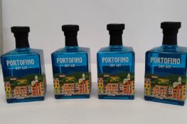 Four Portofino dry gins 4 x 500ml.