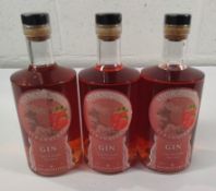 Three Stormy Bay Strawberry gins 3 x 700ml (labels slightly damaged).