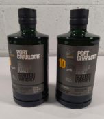 Two Port Charlotte 10yr Islay single Scotch whiskey's 2 x 700ml.