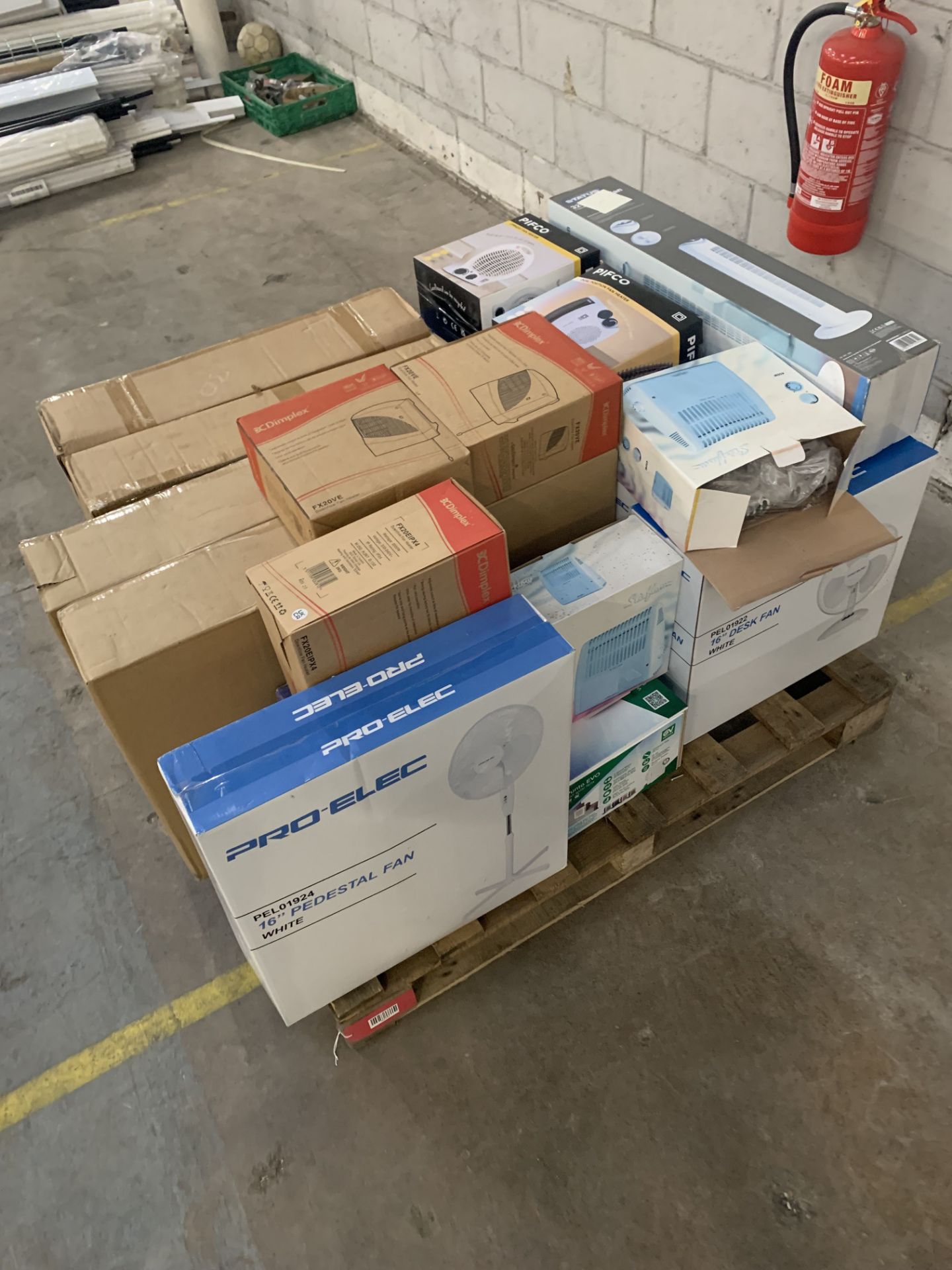A quantity of assorted heaters and fans to include Dimplex and Pro-elec ...