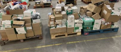 A quantity of electrical fixtures and fittings to include Schneider inspection elbows and Hager junc