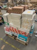 A quantity of electrical fixtures and fittings to include module boxes and consumer units. Est. 85 i