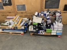 A quantity of electrical fixtures and fittings to include Eterna external 180 degree PIR detectors,