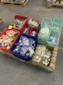 A quantity of electrical fixtures and fittings to include CTC bootlace ferrules, washers and Niglon