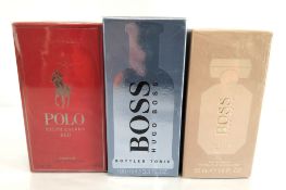 Three as new Boss and Ralph Lauren eau de toilette/parfum fragrances - two Boss 50ml/100ml and one R