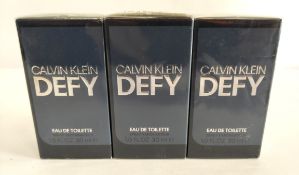 Three as new Calvin Klein - Defy eau de toilette 30ml, sealed boxes.