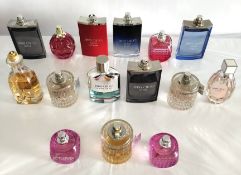 Thirty Jimmy Choo perfumes/testers and related (please note: bottles may have been used/packaging ma