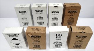 Forty Moschino perfumes/testers and related (please note: bottles may have been used/packaging may h