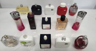 Thirty Lacoste perfumes/testers and related (please note: bottles may have been used/packaging may h