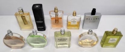 Thirty eight Chanel perfume/testers and related (please note: bottles may have been used/packaging m