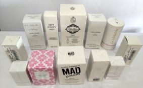 Thirty five perfumes/testers and related to include Boss, Jimmy Choo, Marc Jacobs and Kylie Jenner (