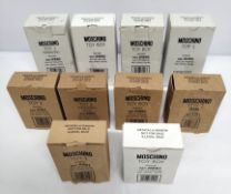 Forty Moschino perfumes/testers and related (please note: bottles may have been used/packaging may h