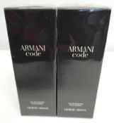Two as new Giorgio Armani - Code eau de toilette pour homme 200ml, sealed boxes.