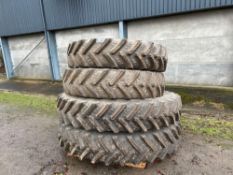 Set BKT 380/85R38 front and 380/90R54 rear row crop wheels and tyres with John Deere centres