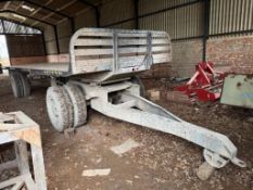 26ft flat bed bale trailer with front dolly on 9.00R20 wheels and tyres