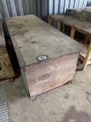 Metal topped work bench, 2.44m x 0.94cm