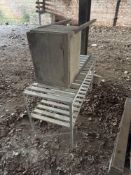 Stainless steel table and wooden box