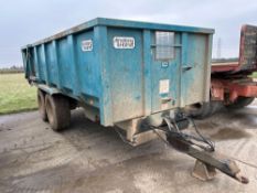 1987 Armstrong Holmes 10t grain trailer, hydraulic tailgate and grain chute, fixed drawbar, twin axl