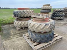 Set 13.6R28 front and 16.9R38 rear dual wheels and tyres