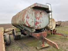 Single axle metal water bowser on 9.00-20 wheels and tyres, spares or repair