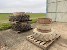 Set 13.6R28 front (only 1 tyre) and 16.9R38 dual wheels and tyres