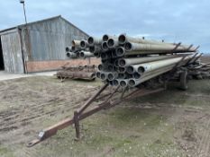 Quantity Bauer irrigation pipes, various lengths and pipe trailer