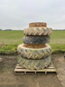 Set 11.2R28 front and 13.6R38 rear dual wheels and tyres