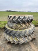 Set 11.2R32 front and 12.4R46 rear crop wheels and tyres