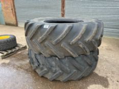 Pair Michelin VF650/85R38 tyres only - PLEASE NOTE DAMAGE TO TYRE