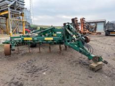 2008 Cousins V-Form 11 leg 6.5m subsoiler with Tilso top soiler legs, razor ring packer and depth wh