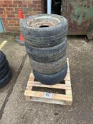 4No 195/50R13C tyres with 3No wheels to suit Ifor Williams