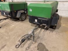 2007 Doosan R1090F single axle trailed compressor on 155/80R13 wheels and tyres. Datatag Registered.