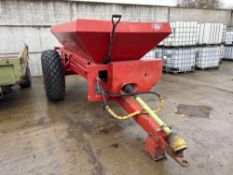 ECON twin disc rear sand spreader, trailed with single rear axle on Alliance 18.4.26 wheels and tyre