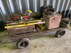 Welding trolley with assorted welding rods, ARC welder and sundries