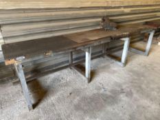 Timber work bench with vice