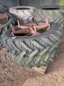 Pair Kleber 13.6R38 dual wheels and tyres