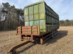 Tri - axle flat bed trailer 32ft, with livestock box & sheep decks