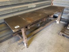 Timber work bench with metal top