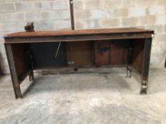 Large metal work bench with vice