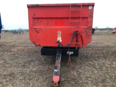 1997 Griffiths 10t twin axle trailer with manual rear door, manual chute and silage sides. On 12.5/8