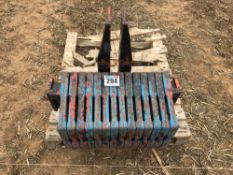 Weight block with 14No. Harris wafer weights on 3 point linkage frame