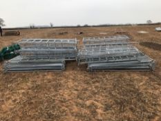 Quantity of galvanised calf feed barriers and pen sections 6ft hurdles