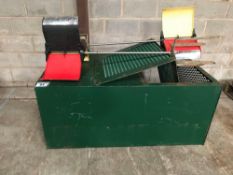 Gas bird scarer with security cage and 2No rotating bird scarers. Manual available in office.