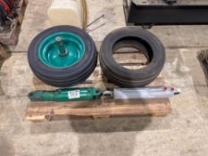 Pair Kverneland plough wheels and hydraulic rams