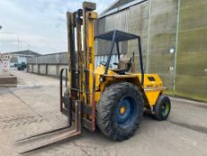 1975 Sanderson SB55 Materials Handler. Rear wheel steer. On 16.9R28 front and 9.00-R rear wheels and