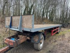 Crane Fruehauf twin axle bale trailer with wooden floor. C/w dolly