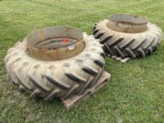 Pair Stocks 20.8R38 dual wheels and tyres