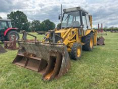 1987 JCB 3CX 4x4 Turbo with 4 in 1 front bucket and 6 rear backhoe buckets.  Reg No: D816 LRL. Hours